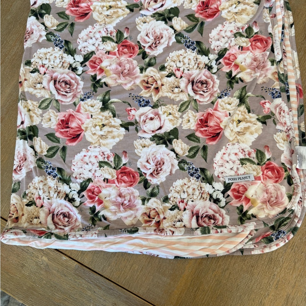 Posh Peanut Floral Blanket - Pink, Cream, and Green